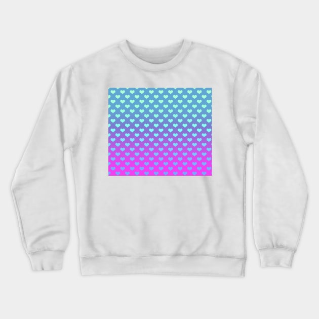 Gradient Pink Purple Blue Hearts Pattern Crewneck Sweatshirt by saradaboru